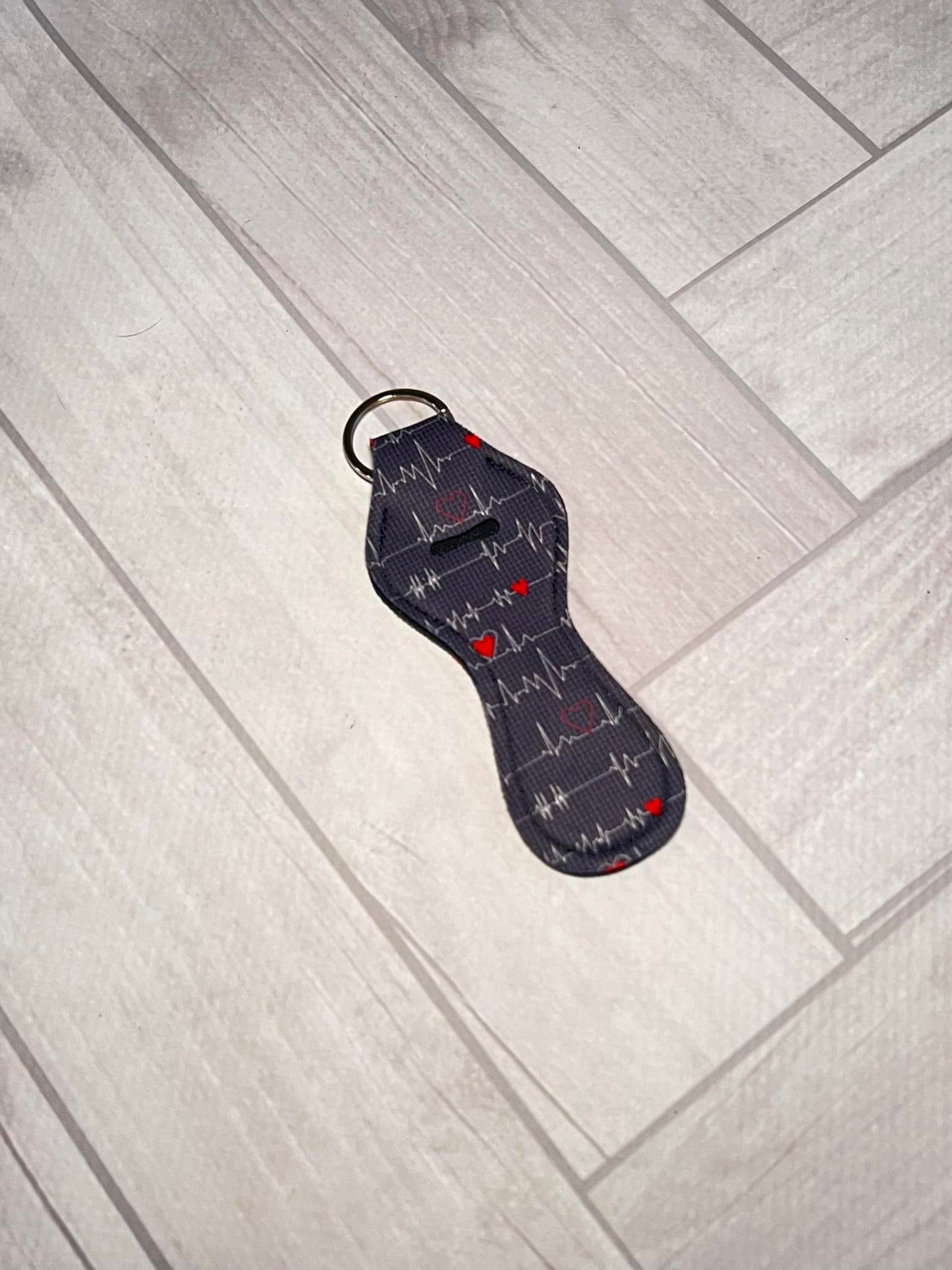 Black Heartbeat Lip-gloss Keychain