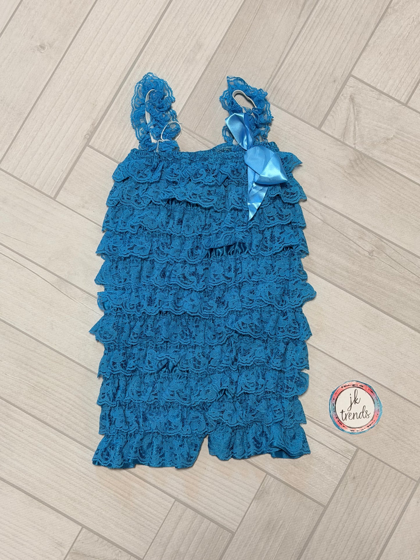 Turquoise Lace Petti Romper