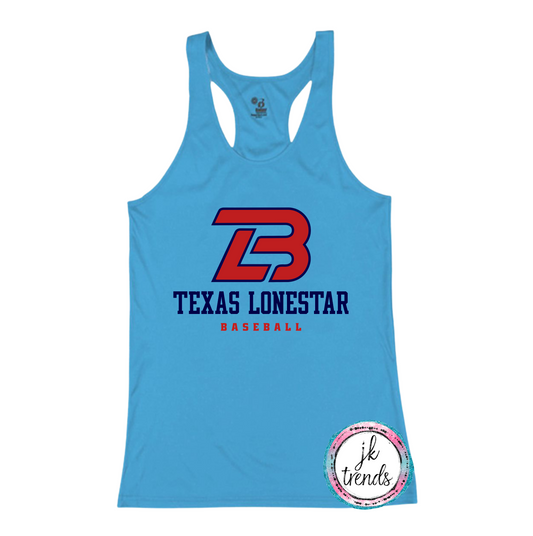 Texas Lonestar Baseball Stacked Girls Ladies Drifit Tank