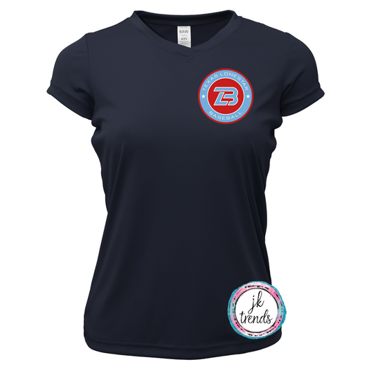 Texas Lonestar Baseball Circle Ladies V-Neck Short Sleeve Drifit