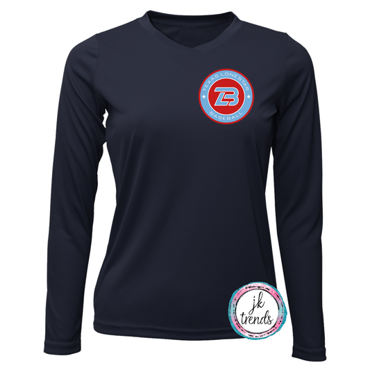 Texas Lonestar Baseball Circle Ladies V-Neck Long Sleeve Drifit