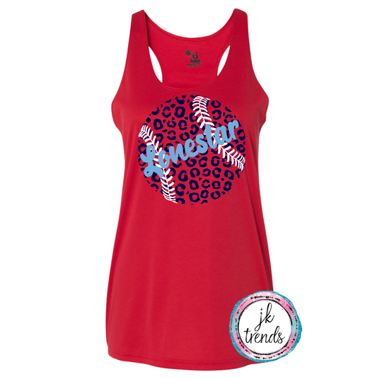 Texas Lonestar Leopard Baseball Girls Ladies Dri-fit Tank