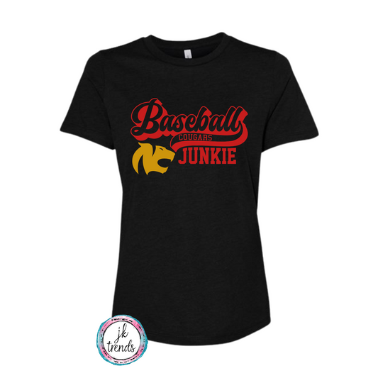 Cougars Baseball Junkie Tail Ladies Bella Canvas Relaxed