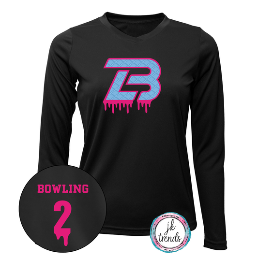 TLB Drip Waffle Ladies V-Neck Long Sleeve Drifit