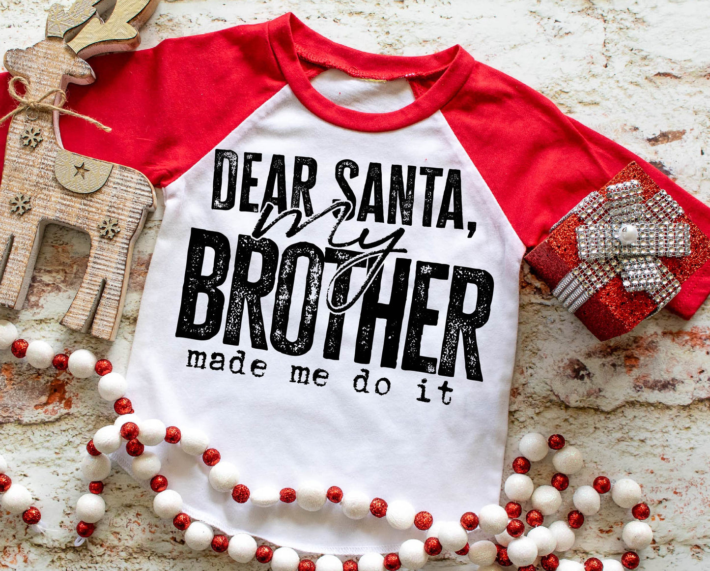 Dear Santa My Brother Made Me Do It (short sleeve) YOUTH 🎄