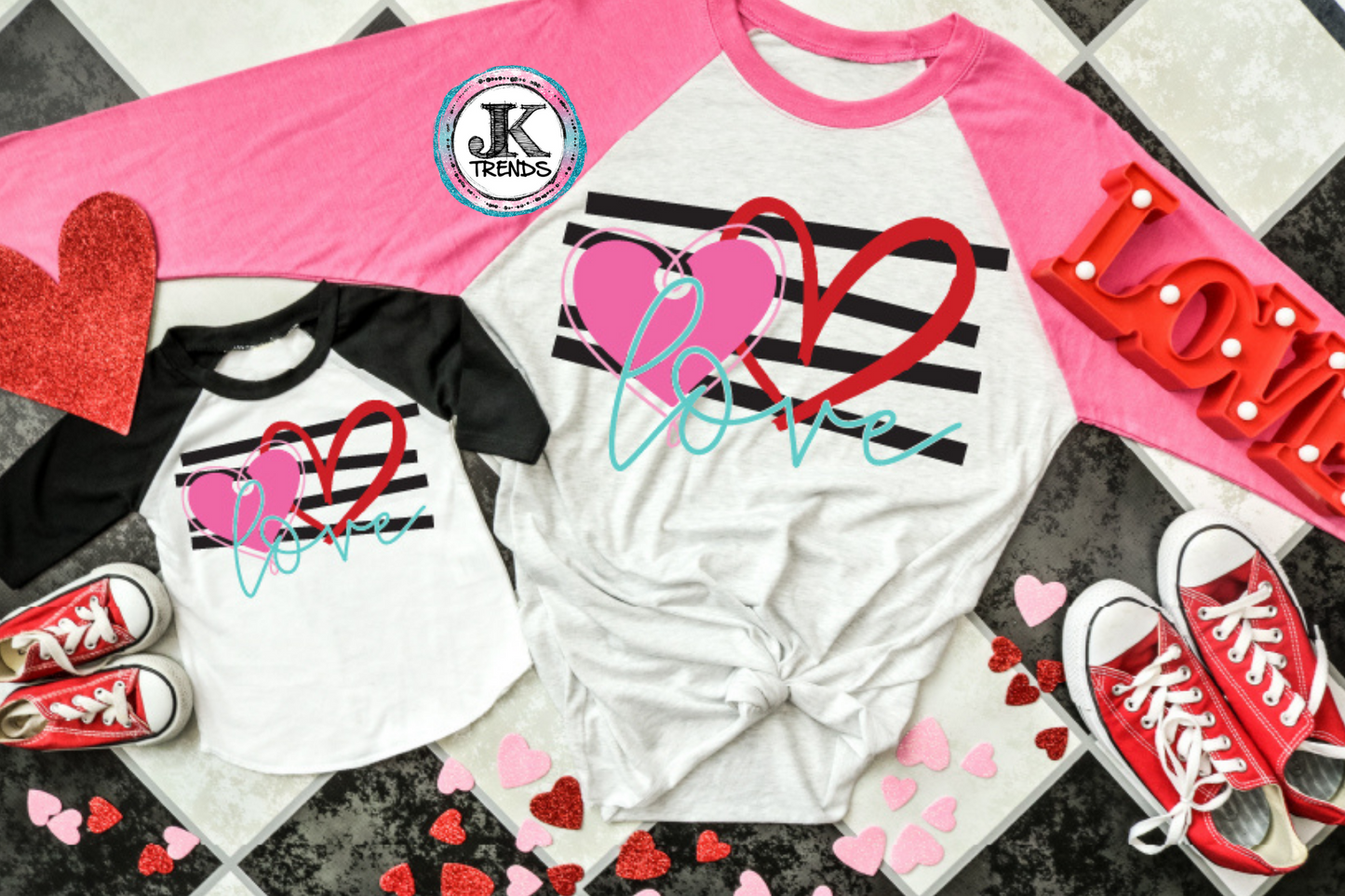 Stripe Hearts Love YOUTH (short sleeve)