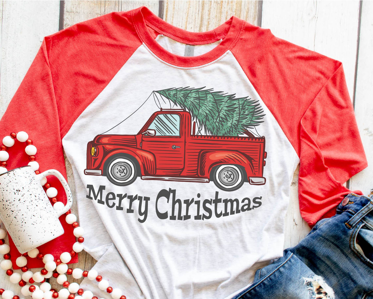 Merry Christmas (red truck) (short sleeve) 🎄