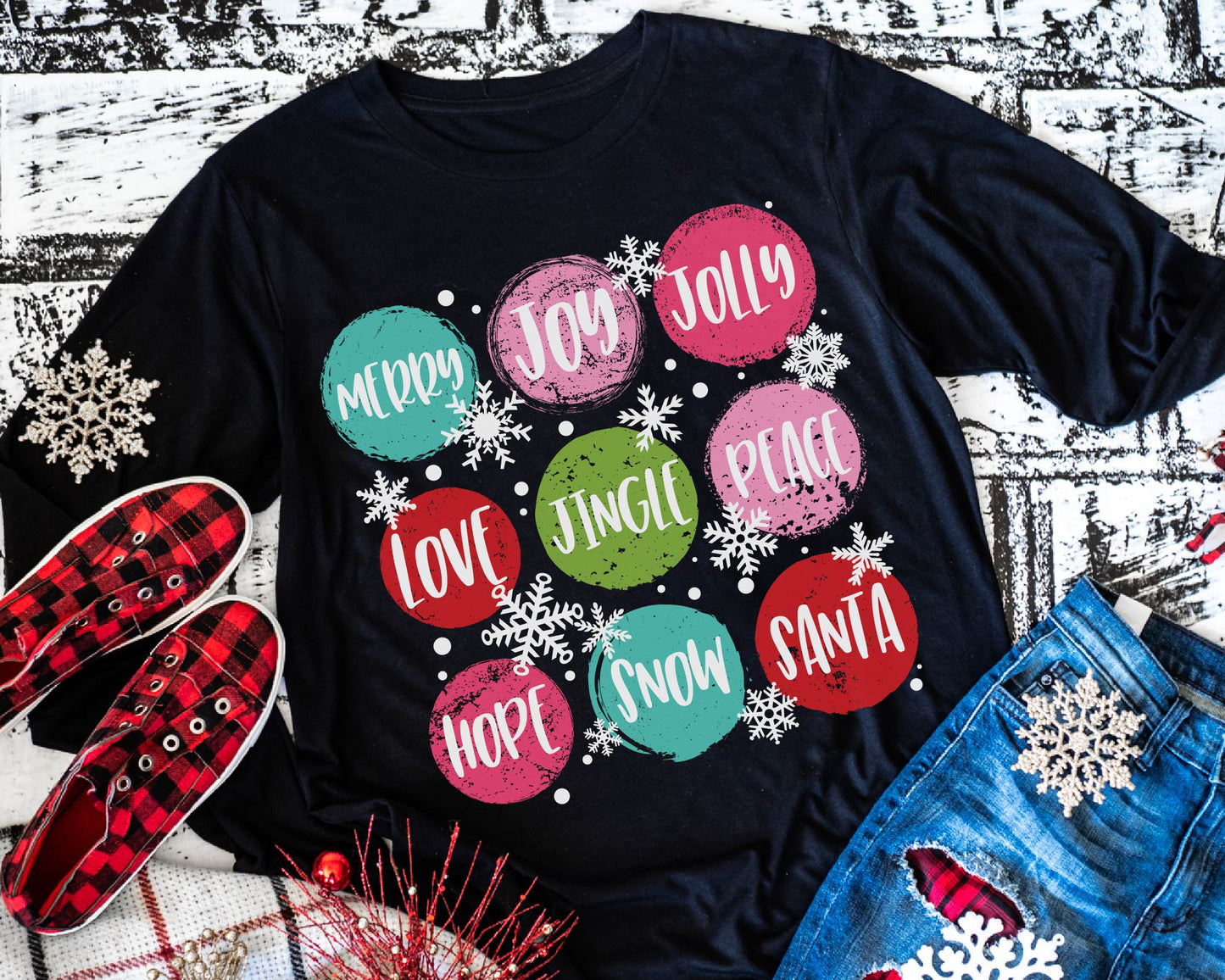 Merry Joy Jolly Circles (short sleeve) 🎄
