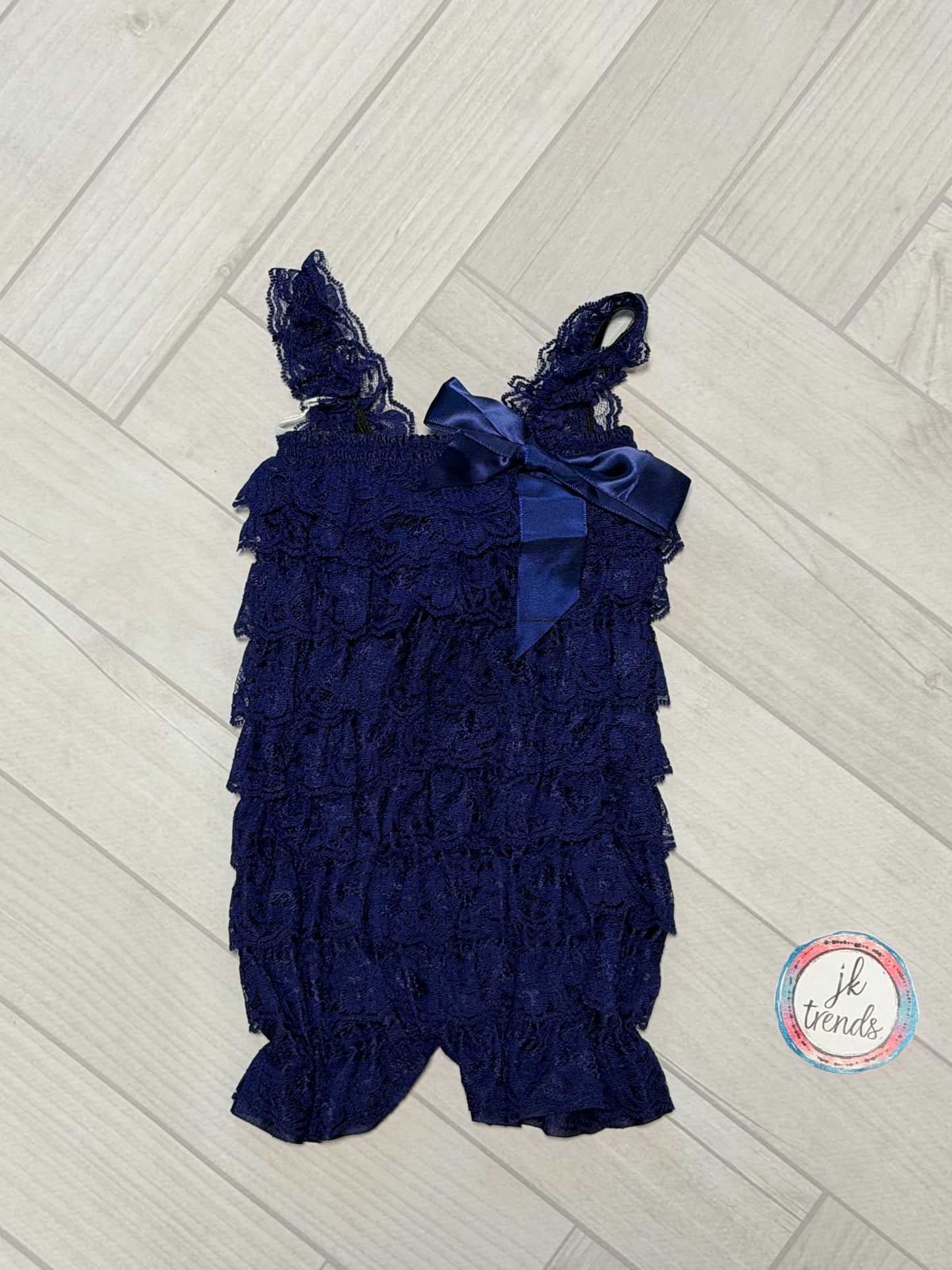Navy Lace Petti Romper