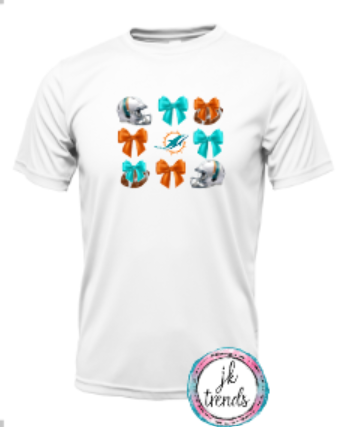 Dolphins Football Coquette Bow Drifit Short Sleeve