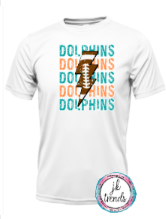 Dolphins Football Lightening Bolt Drifit Short Sleeve