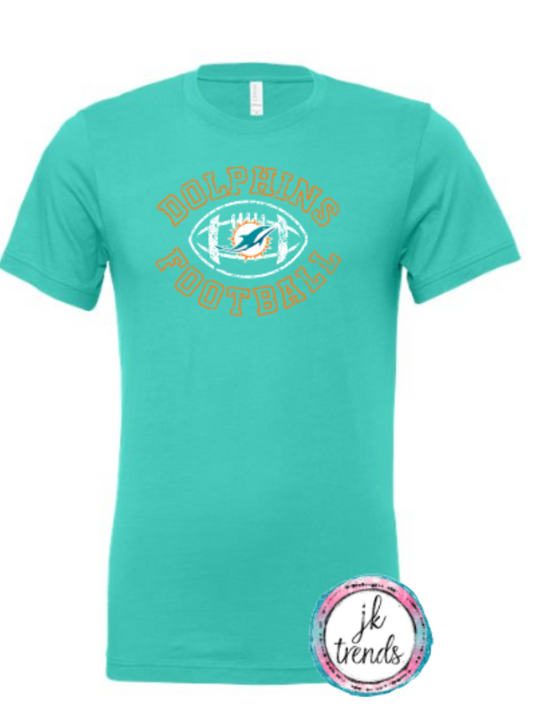 Dolphins Football Bella Canvas Cotton Short Sleeve