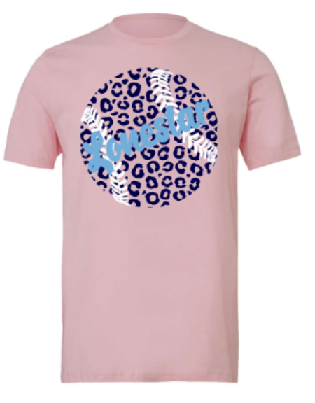 Texas Lonestar Leopard Baseball Ladies V-Neck Short Sleeve Drifit / Cotton