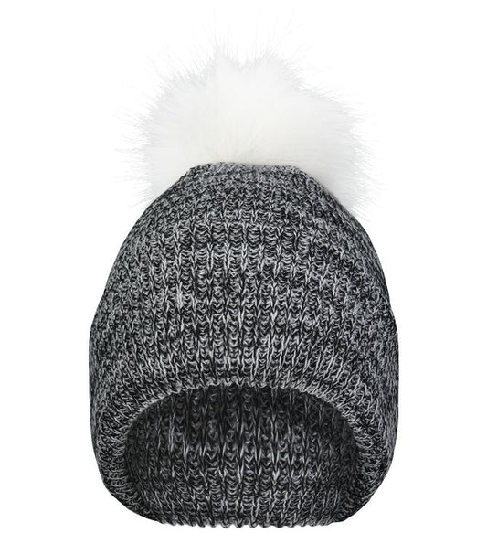Blacksox Beanie with Faux Fur Pom Pom