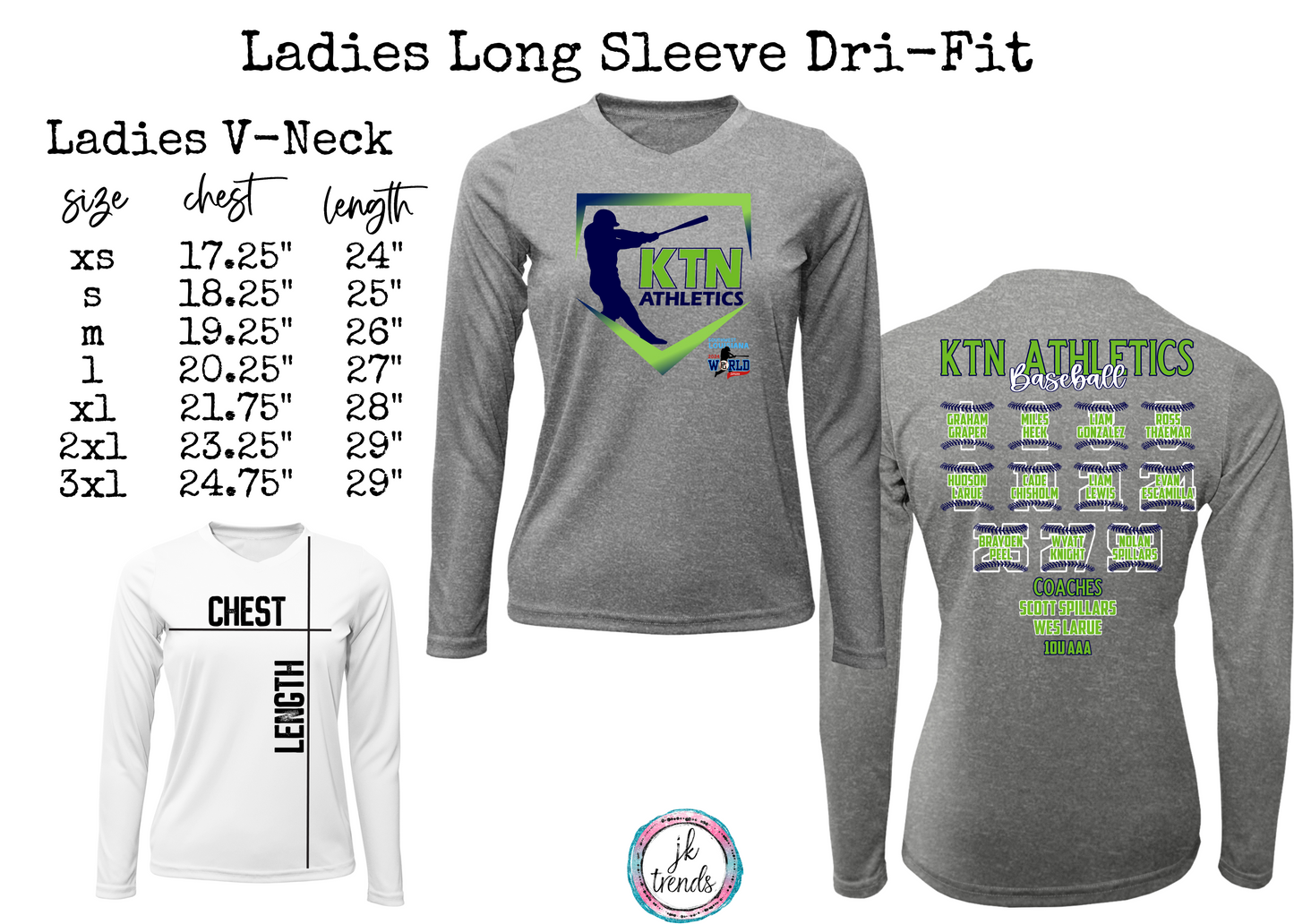 KTN Athletics Script Ladies Dri-Fit Long Sleeve Shirt