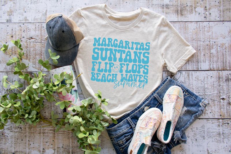 Margaritas Suntans Flip Flops Beach Waves Summer