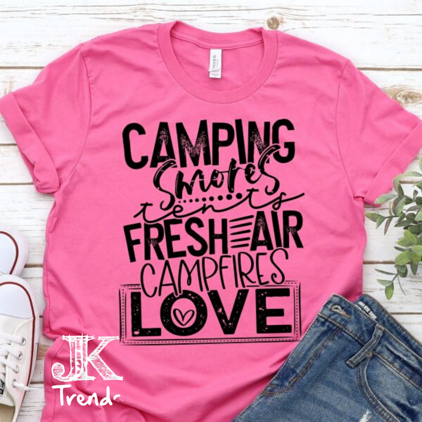 Camp Smores Fresh Air Campfires Love (white print)