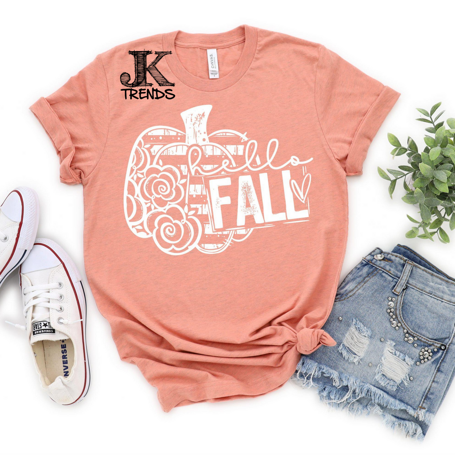 Hello Fall Striped Flower Pumpkin