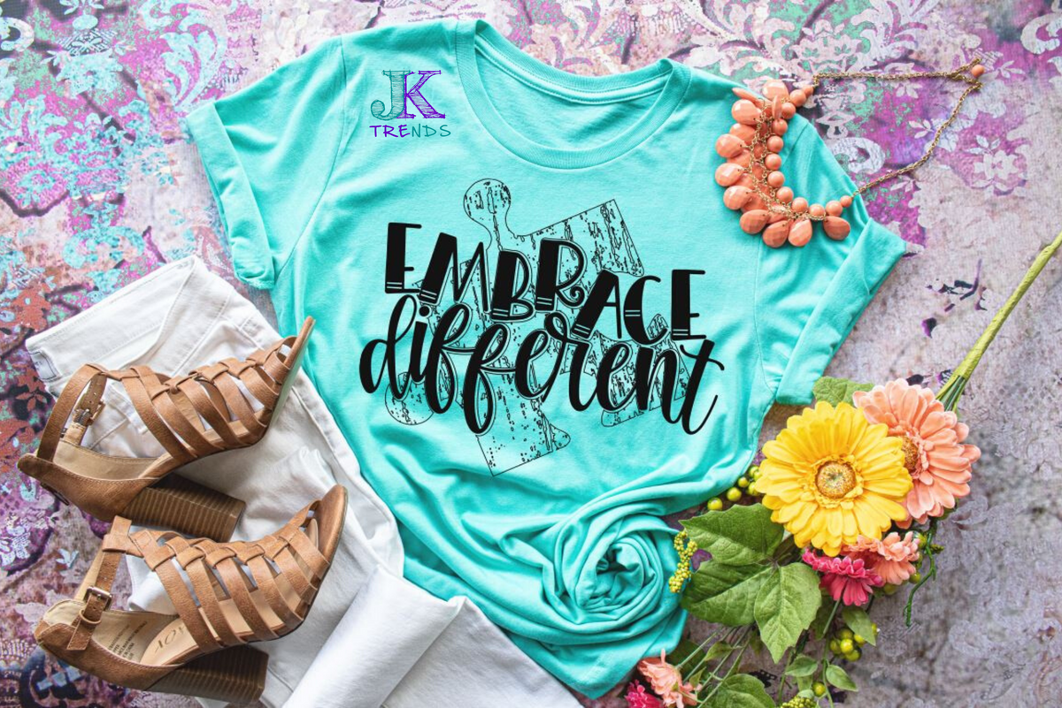 Embrace Different Autism Awareness Black Print