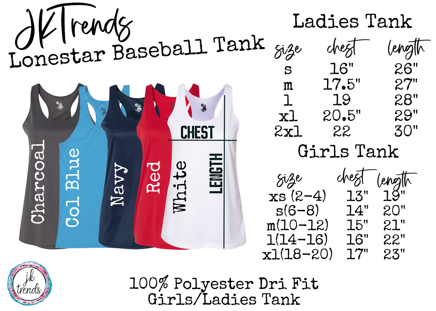 Lonestar Baseball Girls Ladies Drifit Tank