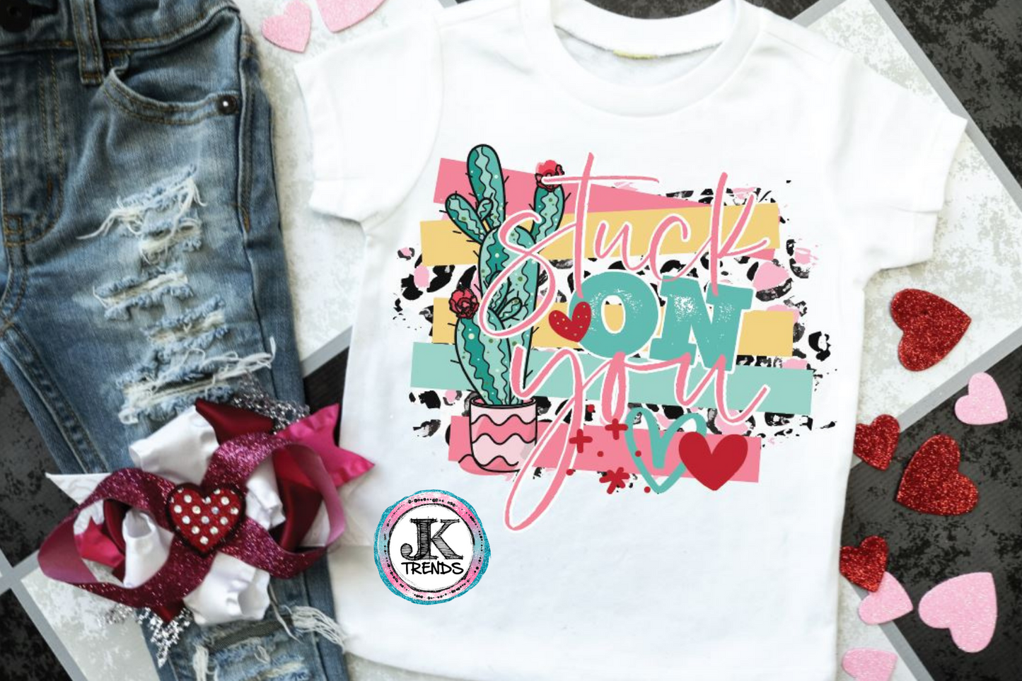 Stuck on You Cactus Print Valentine’s Day YOUTH Bella