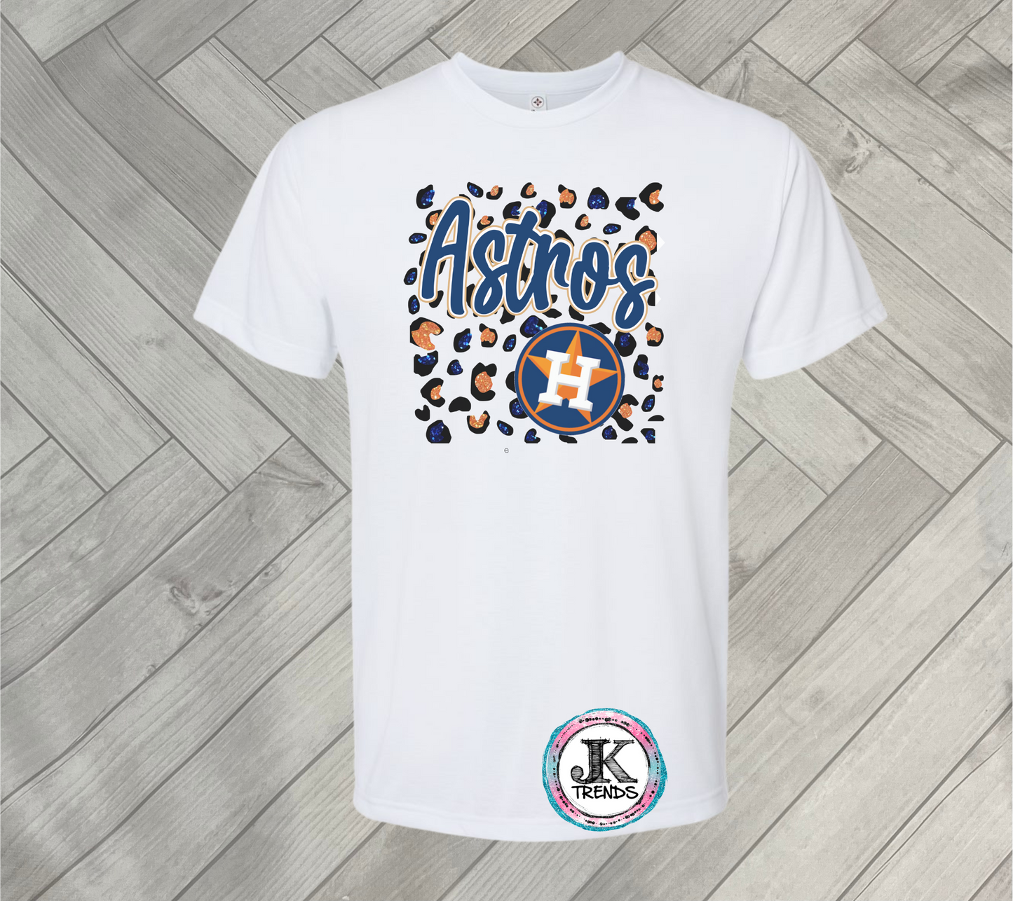 Astros Baseball Leopard Glitter Faux