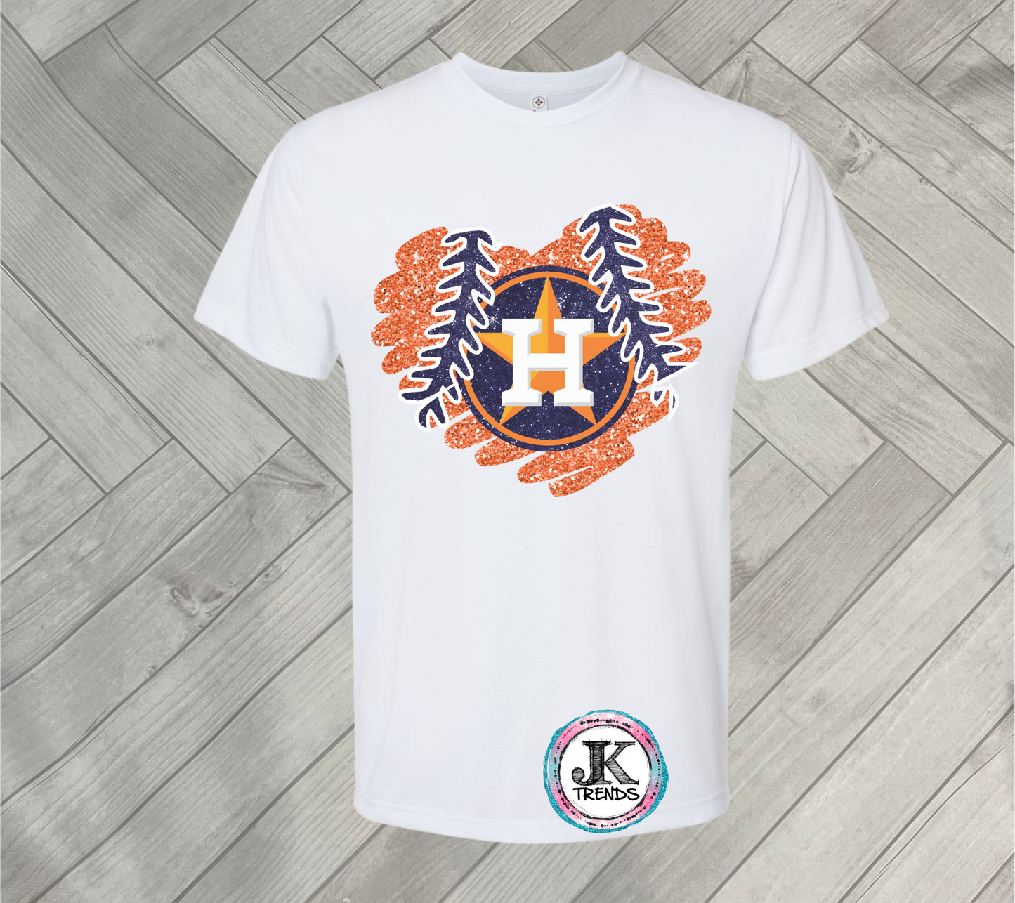 Astros Glitter Faux Heart Baseball Houston