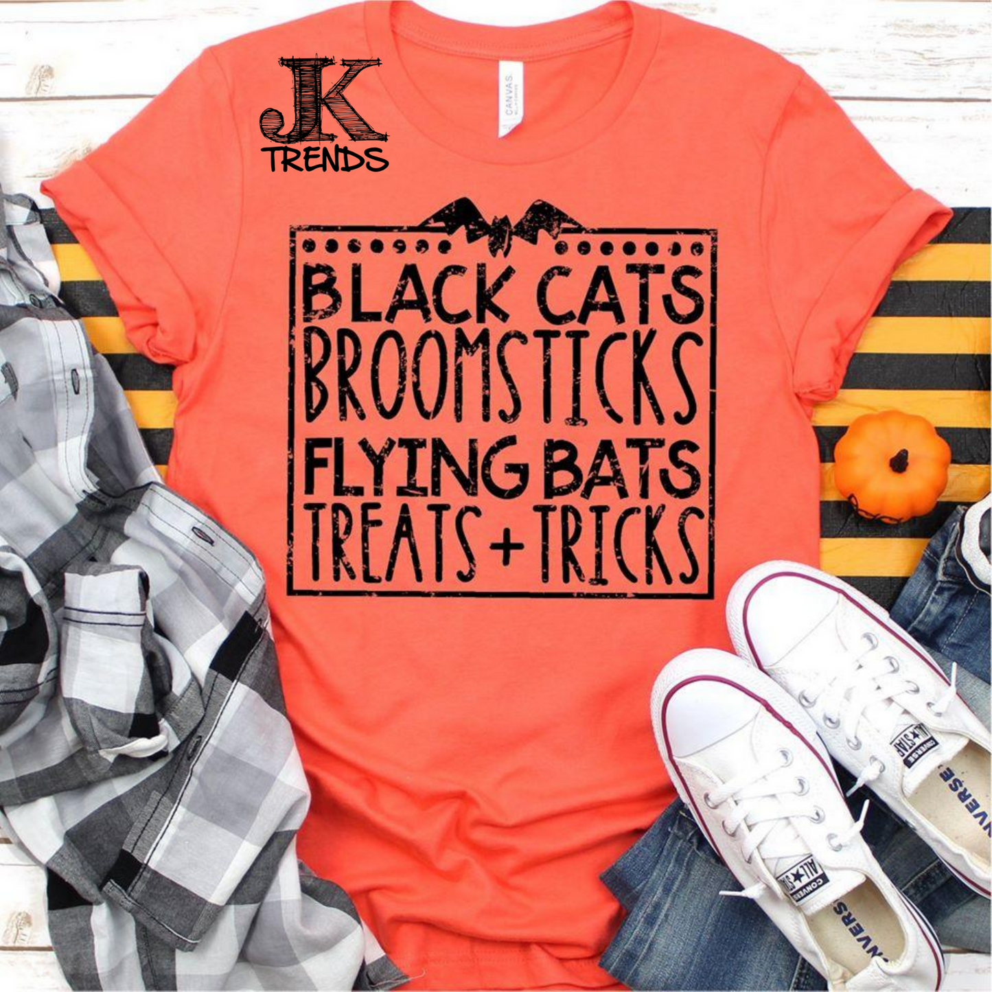 Black Cats Broom Sticks Flying Bats Tricks and Treats 🎃