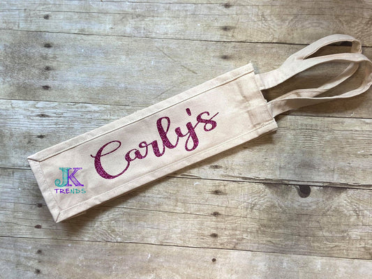 Custom Name Wine Tote Teacher House Warming Wedding Gift