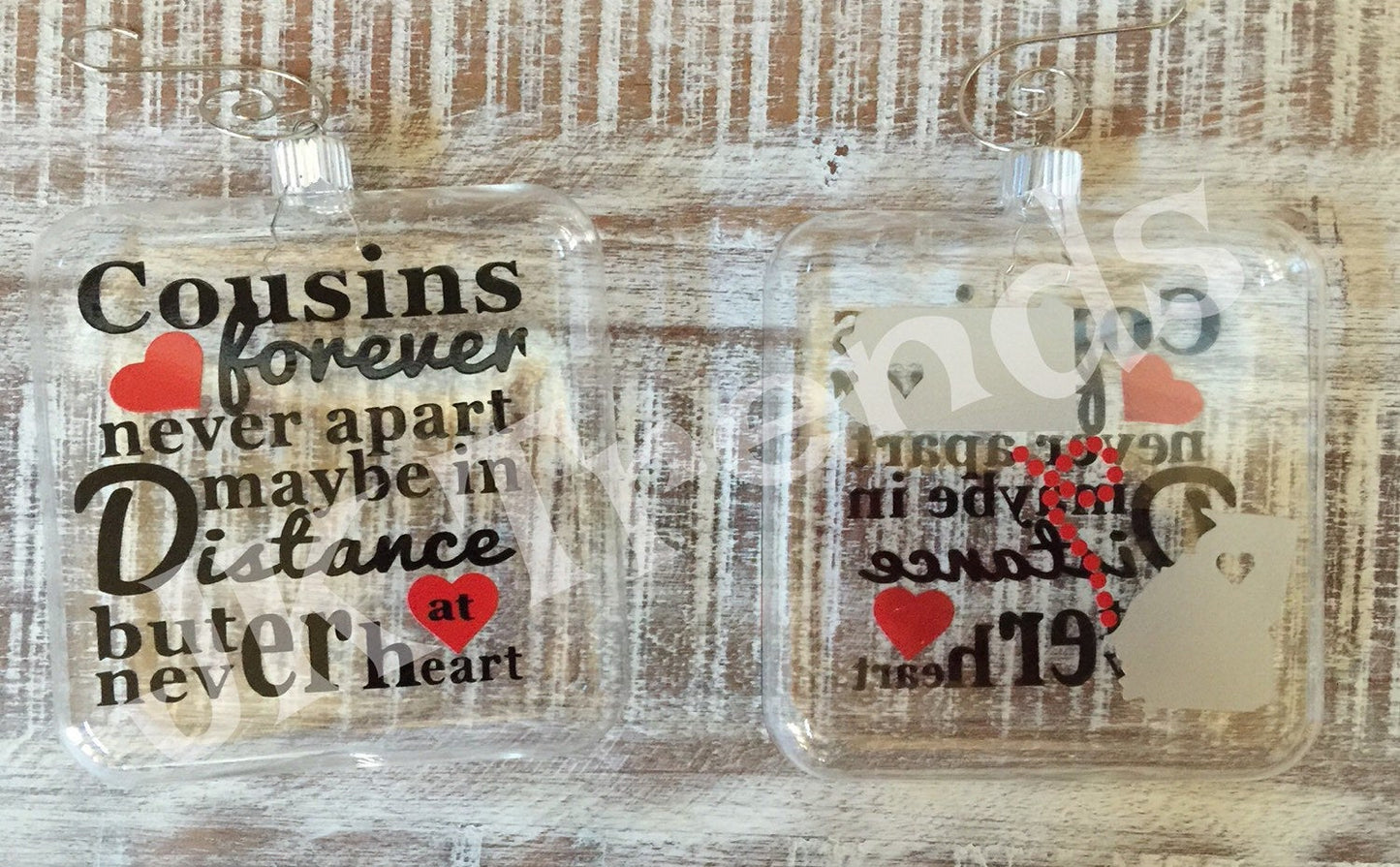 Cousins forever, never apart, maybe in distance but not at heart" Gift sentimental ornament