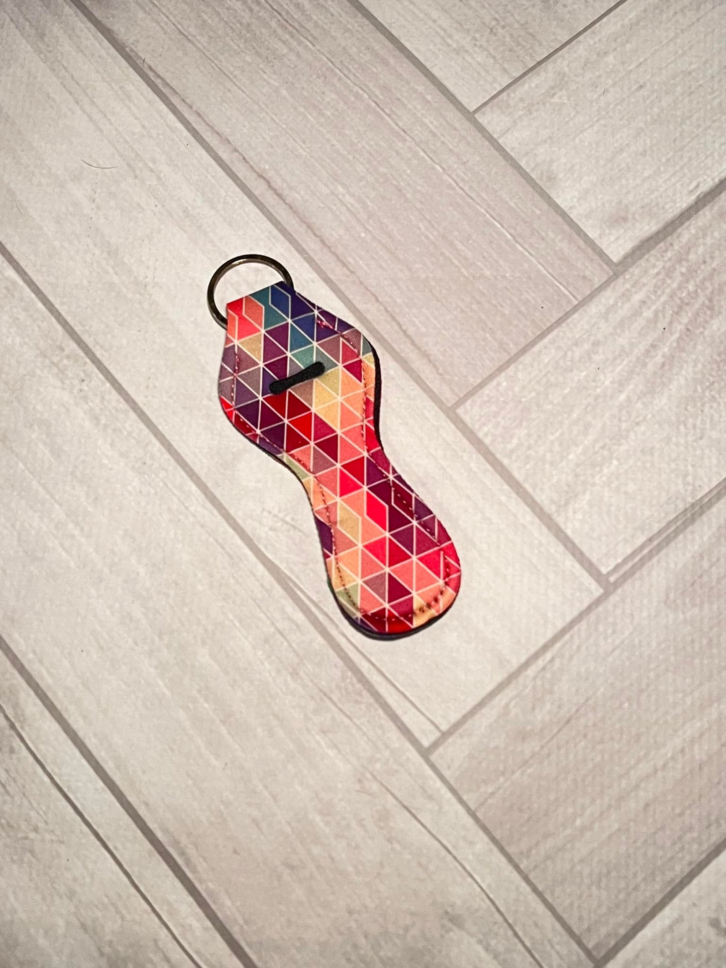 Multi Colored Triangles Lip-gloss Keychain