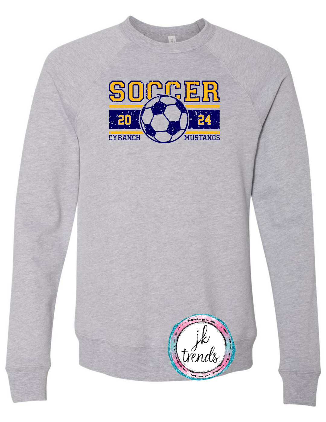 Cy Ranch Distressed Soccer 2024 Bella Canvas Sweatshirt