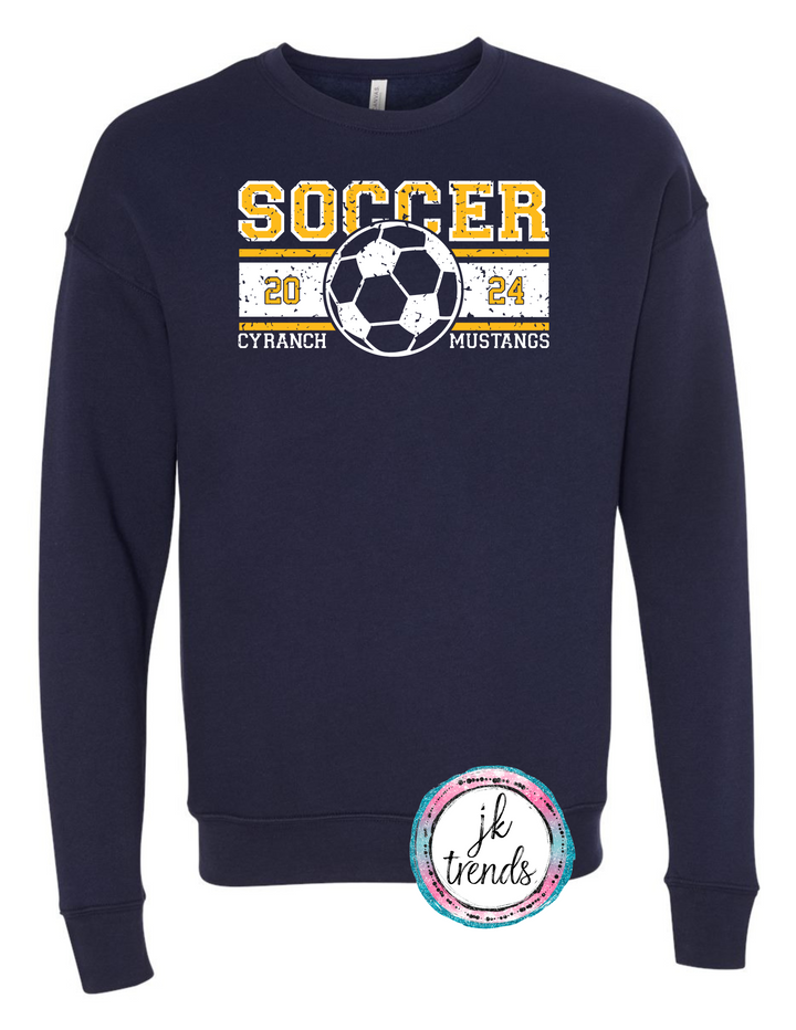 Cy Ranch Distressed Soccer 2024 Bella Canvas Sweatshirt