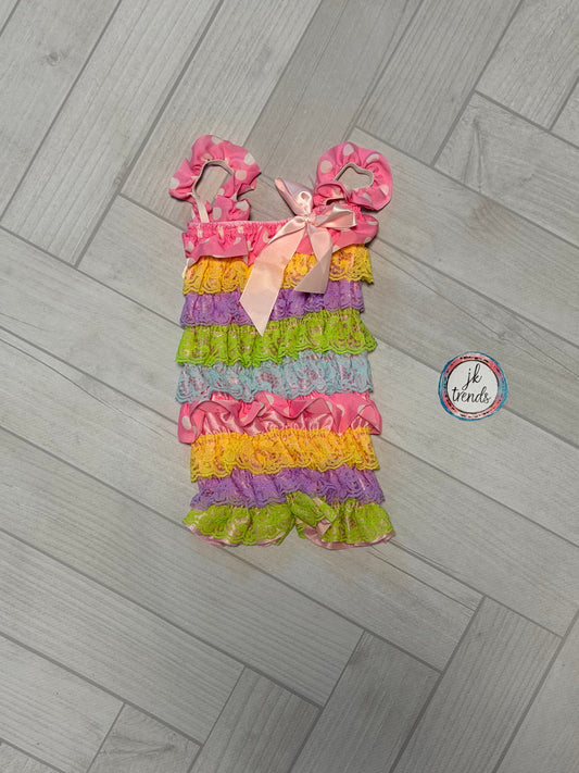 Yellow, Purple, Green Lace Petti Romper