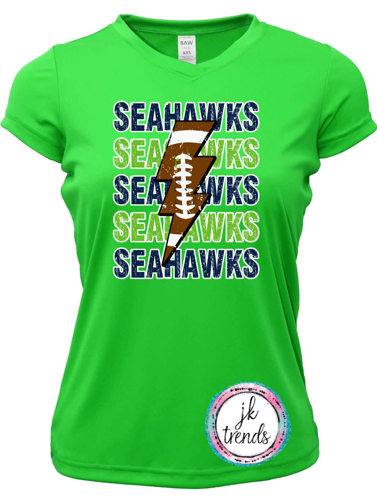 Seahawks Football Lightening Bolt Drifit Short Sleeve