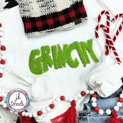 Grinchy Adult Chenille Crewneck Sweatshirt