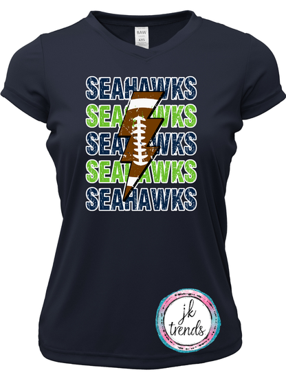 Seahawks Football Lightening Bolt Drifit Short Sleeve