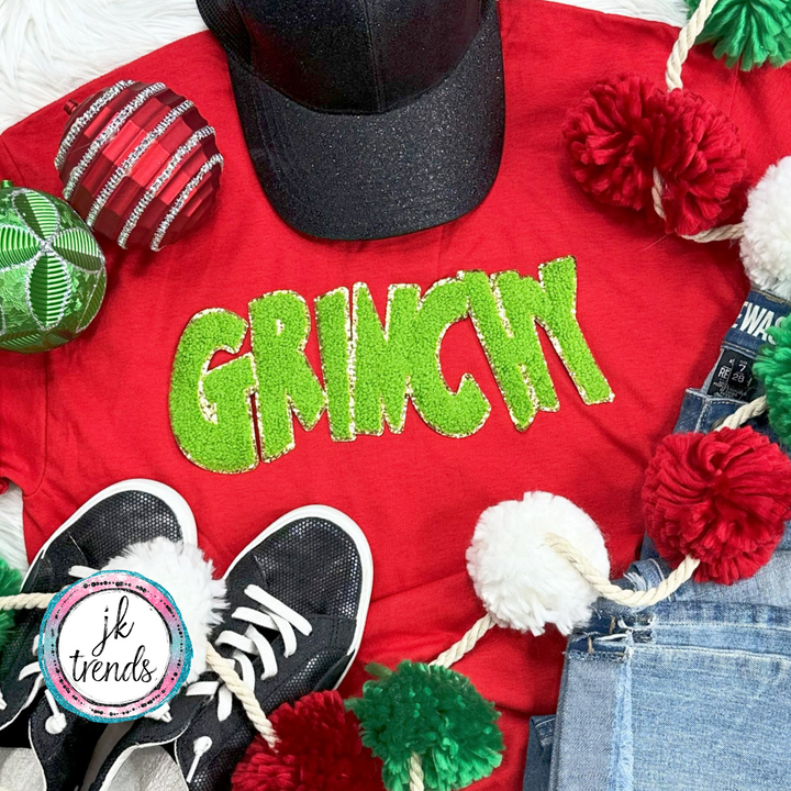 Grinchy YOUTH Chenille Crewneck Sweatshirt