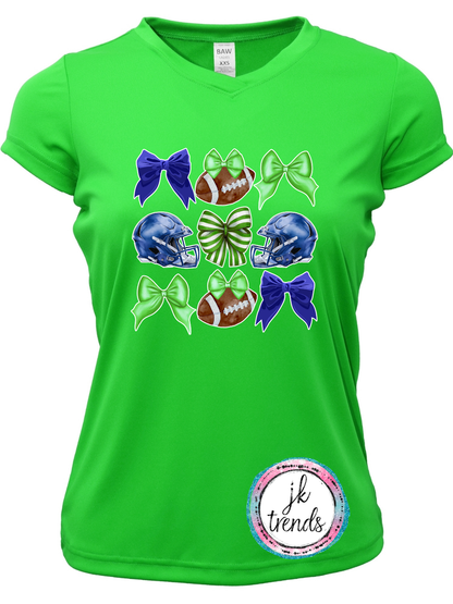 Seahawks Football Coquette Bow Drifit Short Sleeve