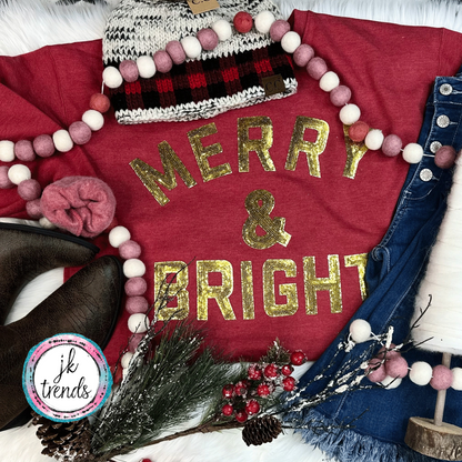 Merry & Bright Gold Sequin Crewneck Sweatshirt