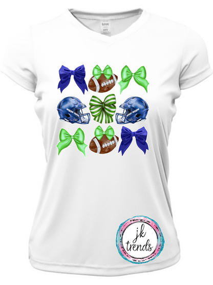 Seahawks Football Coquette Bow Drifit Short Sleeve