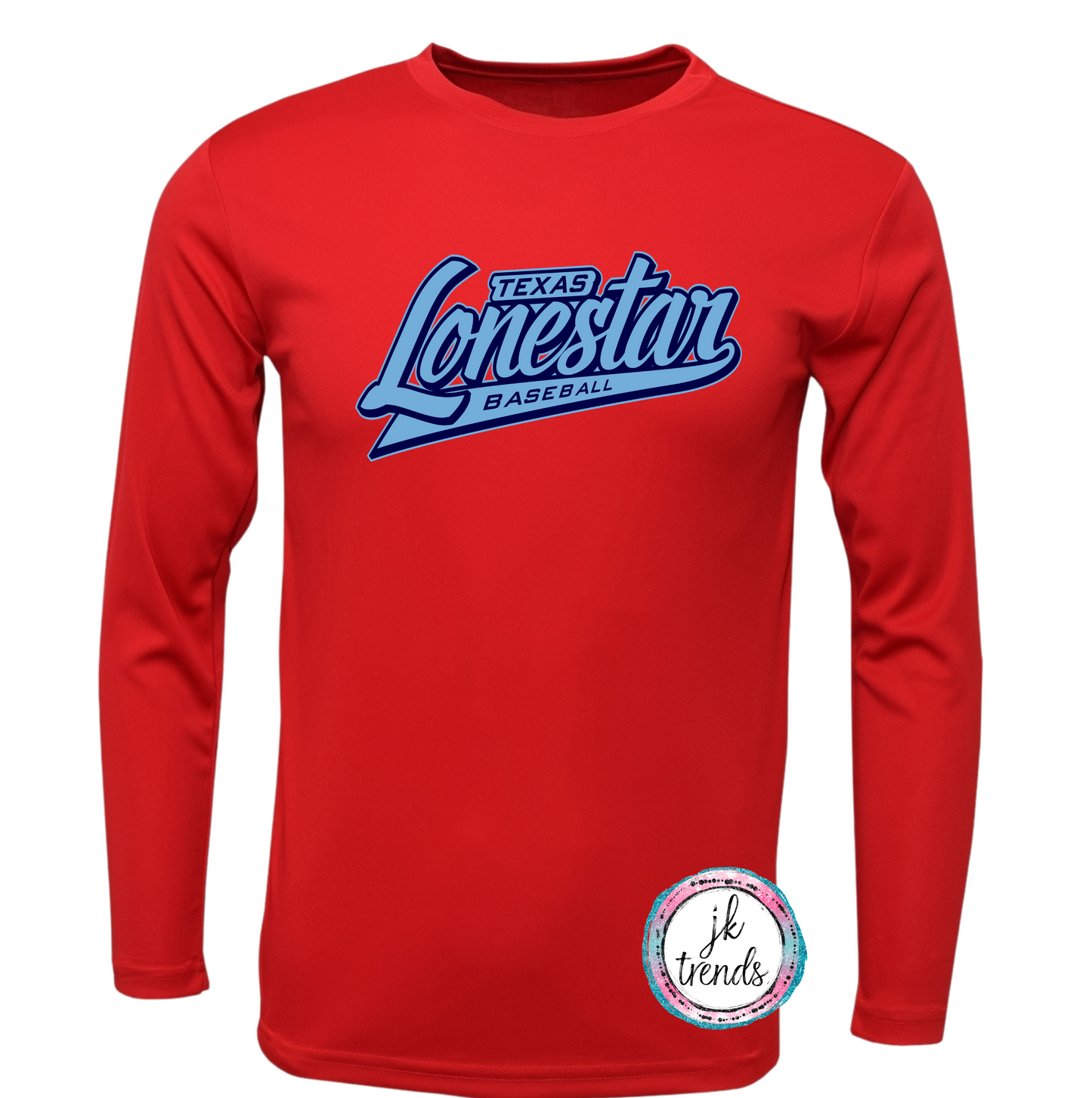 Texas Lonestar Baseball Script Drifit Long Sleeve Crew