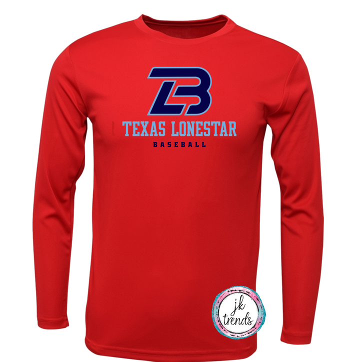 Texas Lonestar Baseball Stacked Drifit Long Sleeve Crew