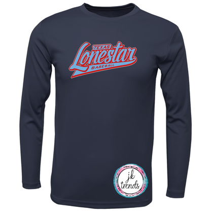 Texas Lonestar Baseball Script Drifit Long Sleeve Crew