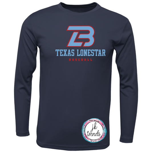 Texas Lonestar Baseball Stacked Drifit Long Sleeve Crew
