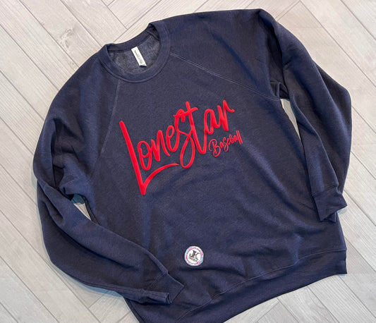 Lonestar Baseball Script Puff Toddler/Youth/Adult Bella Canvas Sweatshirt