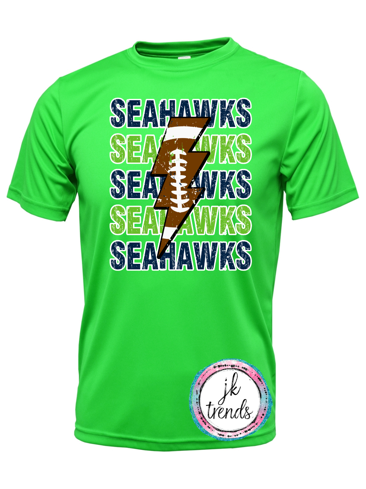 Seahawks Football Lightening Bolt Drifit Short Sleeve