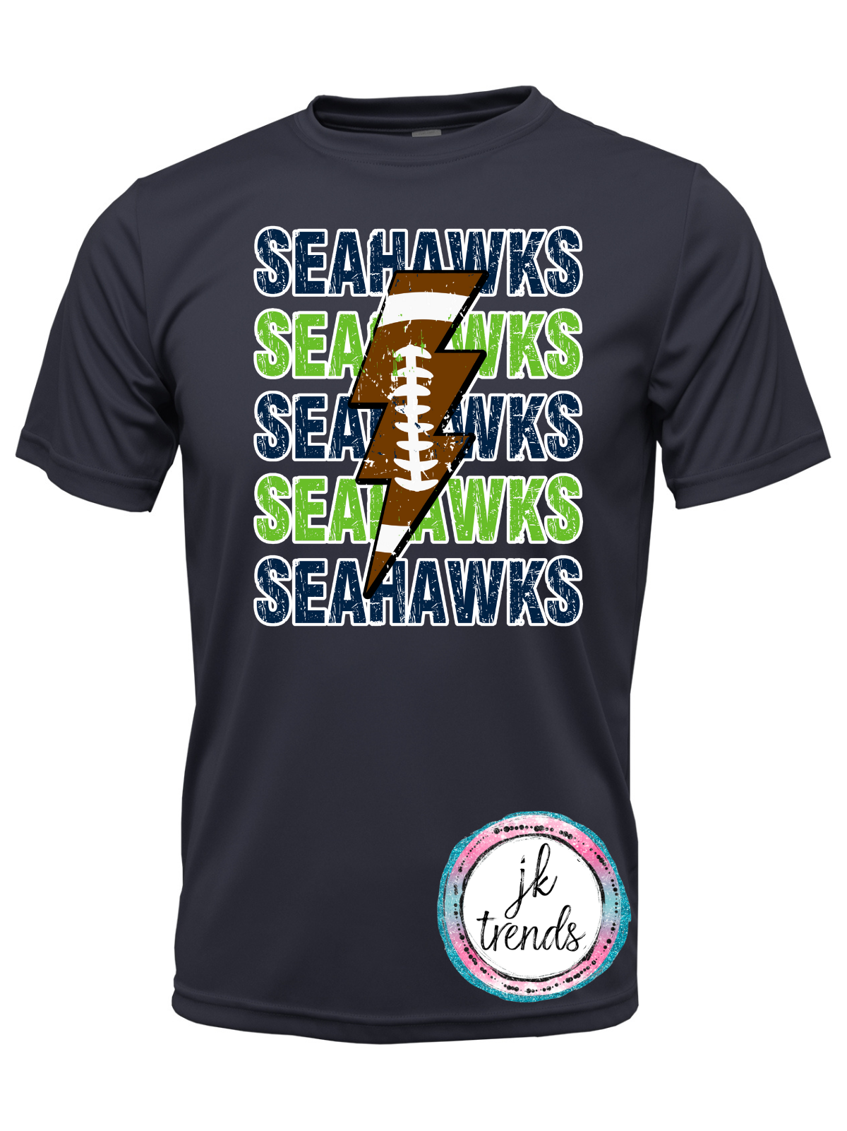 Seahawks Football Lightening Bolt Drifit Short Sleeve