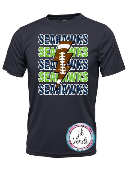 Seahawks Football Lightening Bolt Drifit Short Sleeve