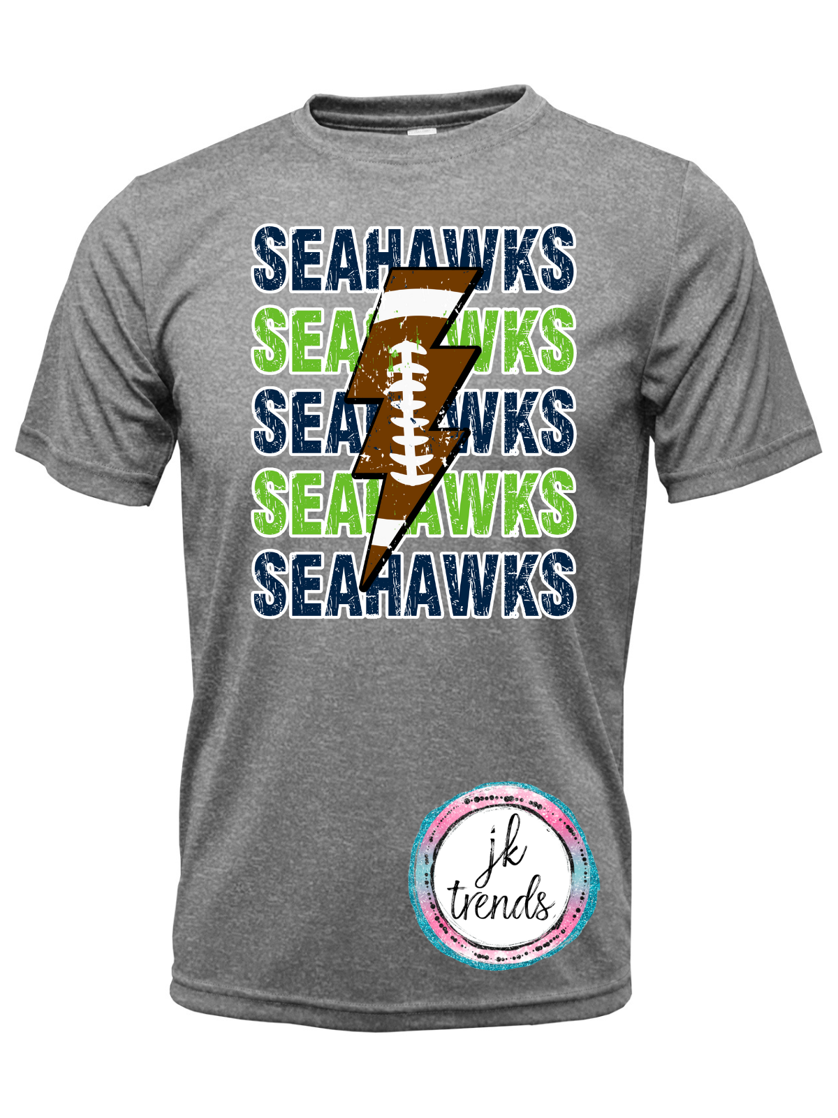 Seahawks Football Lightening Bolt Drifit Short Sleeve